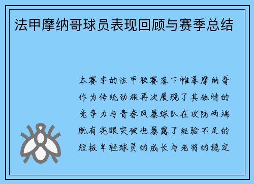 法甲摩纳哥球员表现回顾与赛季总结